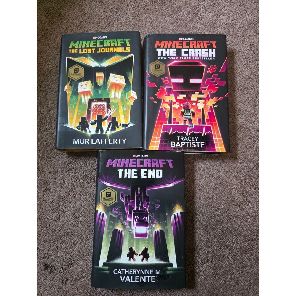 Minecraft Official Novel Hardcover Book Bundle-The Crash, The End, Lost Journals